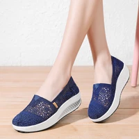 women shoes platform middle heels fashion sneakers woman elegant sweet air mesh breathable summer shoes casual light non slip