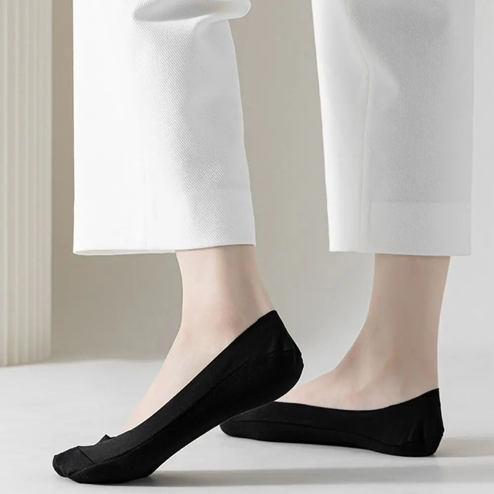 

1Pairs Cotton Bottom Women Summer Thin Boat Sock Slippers Silicone Antiskid Ice Silk Socks Seamless Invisible