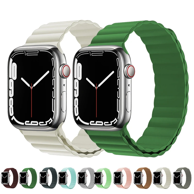 

Magnetic strap For Apple watch band 44mm 49mm 40/45/41/42/38mm iWatch 3 5 4 6 SE Silicone Bracelet Apple Watch series 7 8 ultra