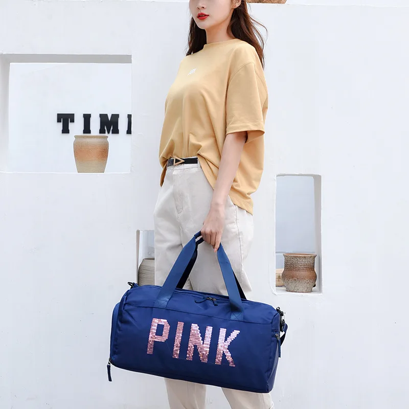 2022 Pink Female Gym Fitness Bags Women'S Trend Travel Yoga Sneaker Waterproof Shoulder Handbag Swimming Outdoors Sports Bags