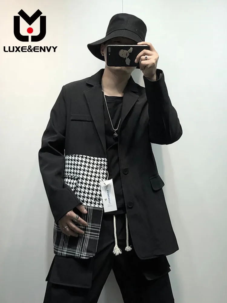 

Роскошный дизайнерский модный мужской костюм люкс & ENVY с длинным рукавом, темно-черный свободный жакет, новинка сезона весна-лето 2023