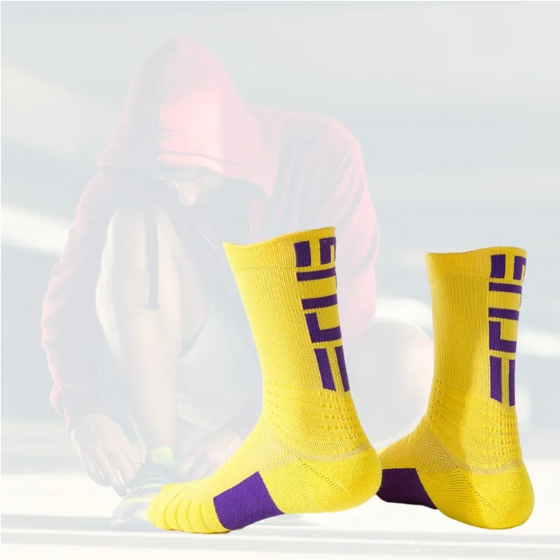 

Мужские носки спортивные баскетбольные трендовые цветные утепленные носки средней длины Нескользящие амортизирующие нейлоновые дышащие ...