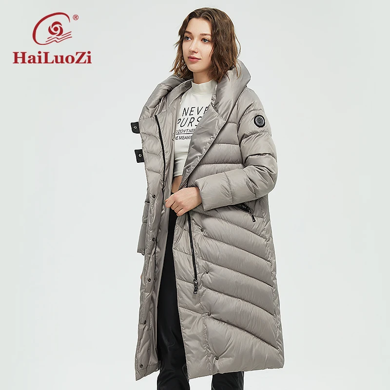 HaiLuoZi 2022 зимняя женская модная теплая длинная хлопковая одежда большого размера