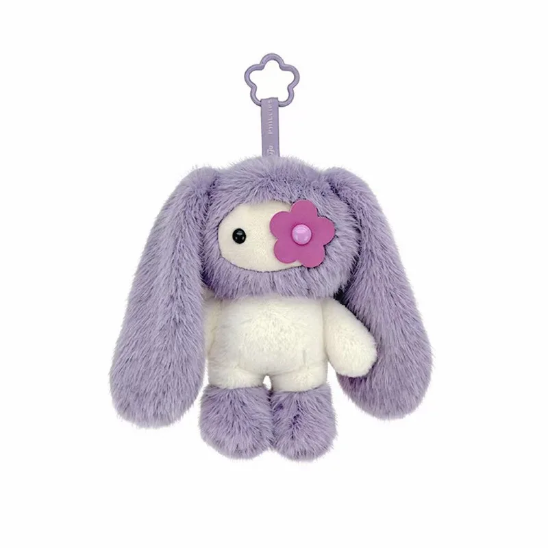 Фото Плюшевый брелок-кролик Juju Kawaii с длинными ушками и цветами - пушистое украшение для сумки, милый аксессуар для девочек-подростков №5