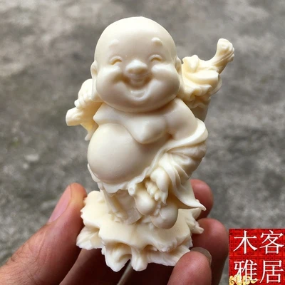 

Exquisite ivory fruit cloth bag Maitreya Buddha handle ornament