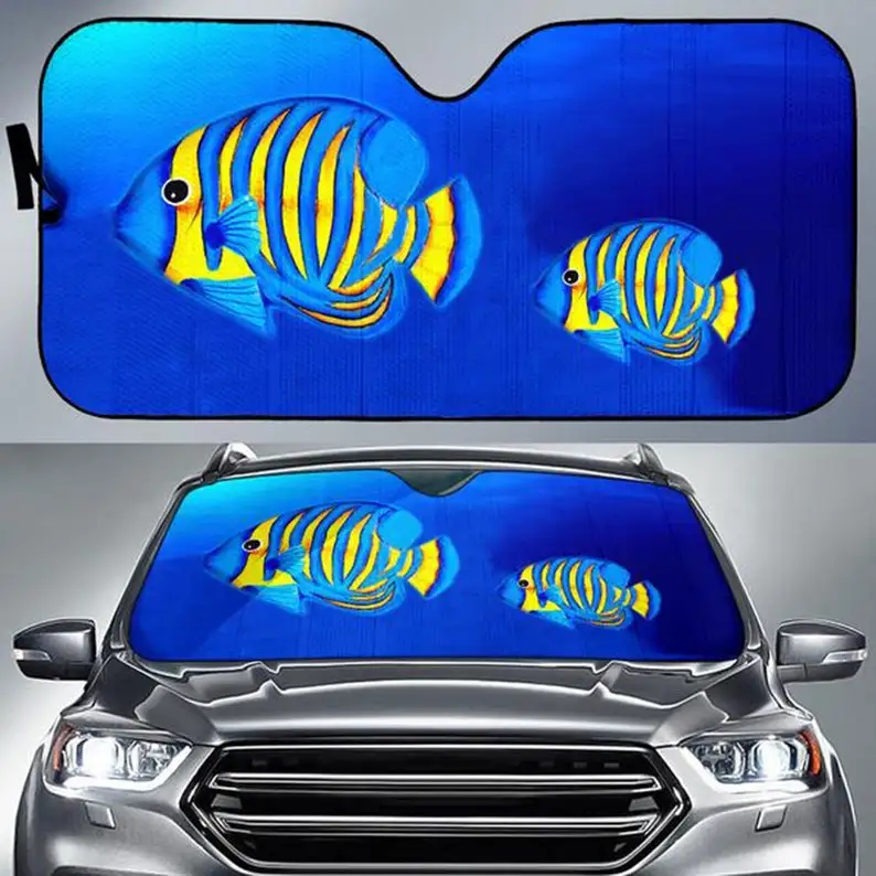 

Car Sun Shade With Tropical Fish Print, Auto Sun Shade A unique Gift for fish Lovers