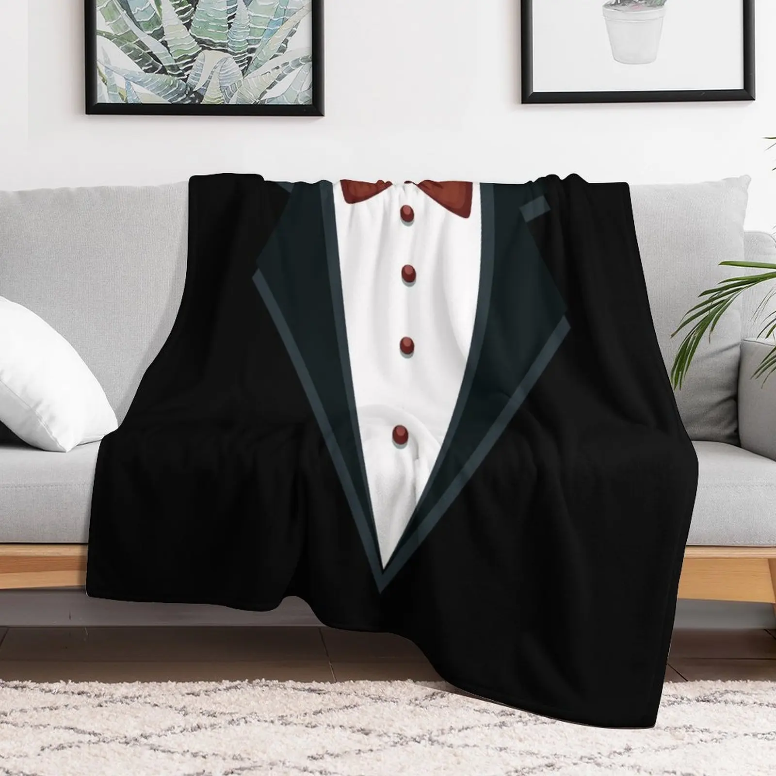 ФУТБОЛКА BLACK TRENZ BOW TIE FUNNY TUXEDO Плед Декоративные одеяла для дивана Одеяла кровати