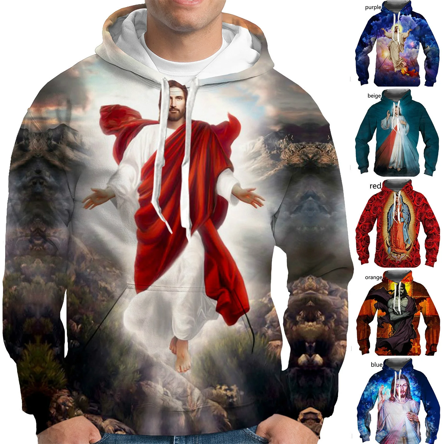 

Mens and Women 3d Printed Jesus Hoodies Casual I Believe God Christian Sweatshirt Cosplay Shirt