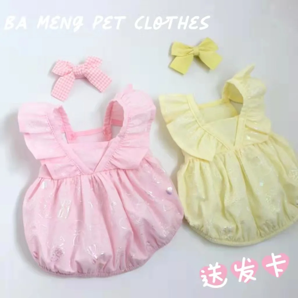 

Kawaii Kitten Dogs Clothes Ruffles Princess Dress Dog Clothing Cat Small Elegant Party Cute Thin Summer Girl Teddy Pet Products