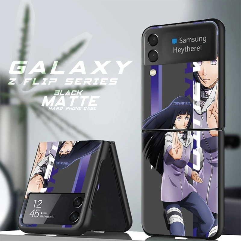

For Samsung Galaxy ZFlip Z Flip Flip3 Flip4 5G Edge Hard Zflip3 Zflip4 Luxury Naruto Hinata Sasuke Akatsuki Anime Cases