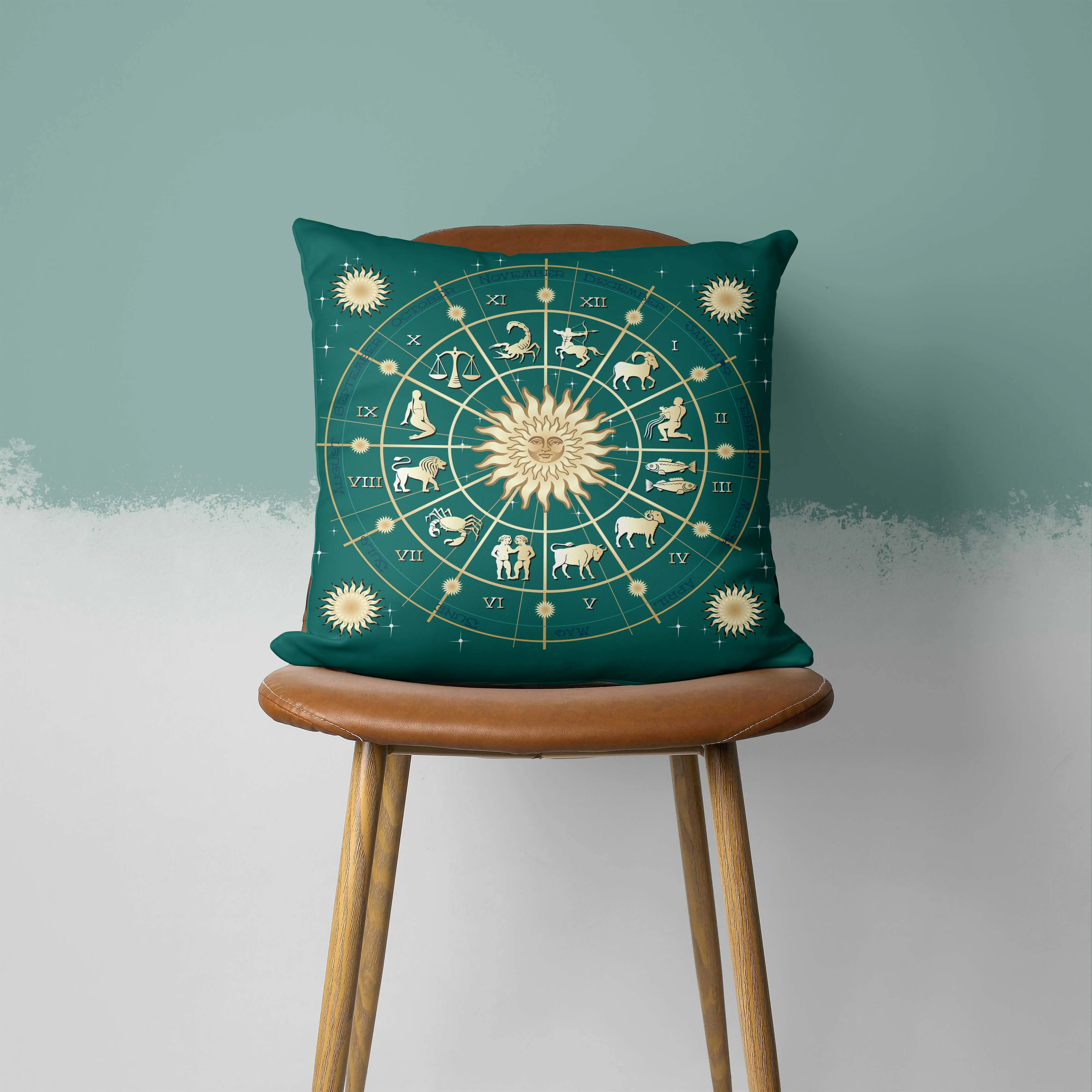 

12 Constellation Print Pillow Furniture Decoration Sofa Seat Cushion Square Car Cushion