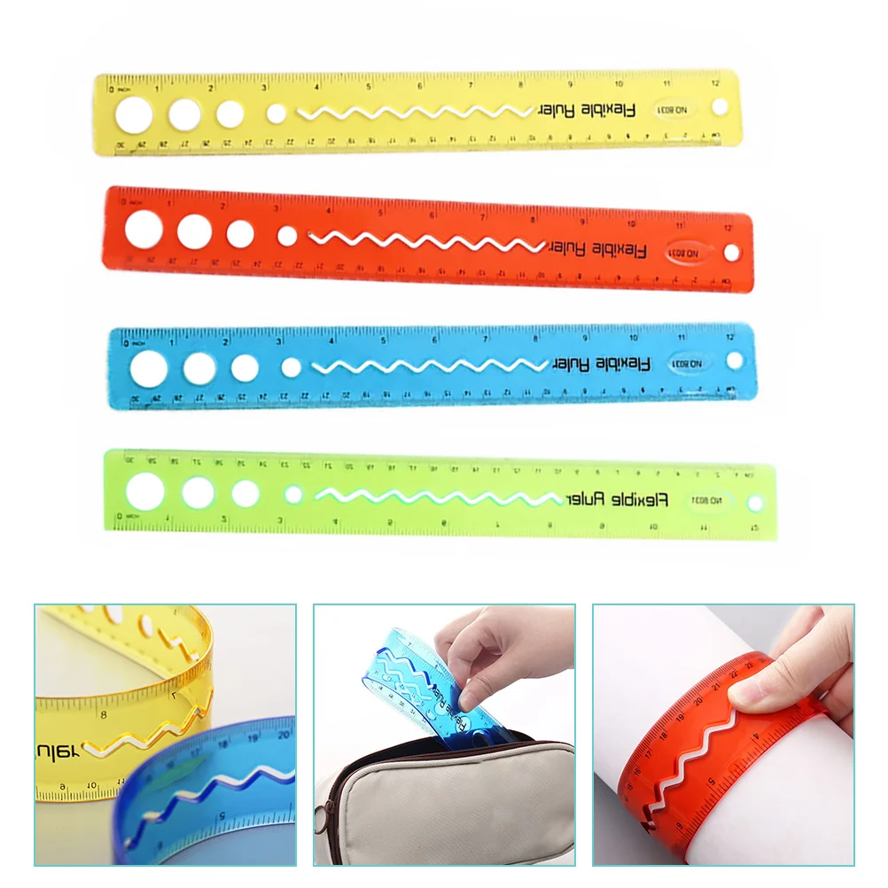 

Ruler Rulers Flexible Clear Kids Bendable School Rubber Plastic Foldable Centimeters Inches Centimeter Sewing Metric Bendy Flexi