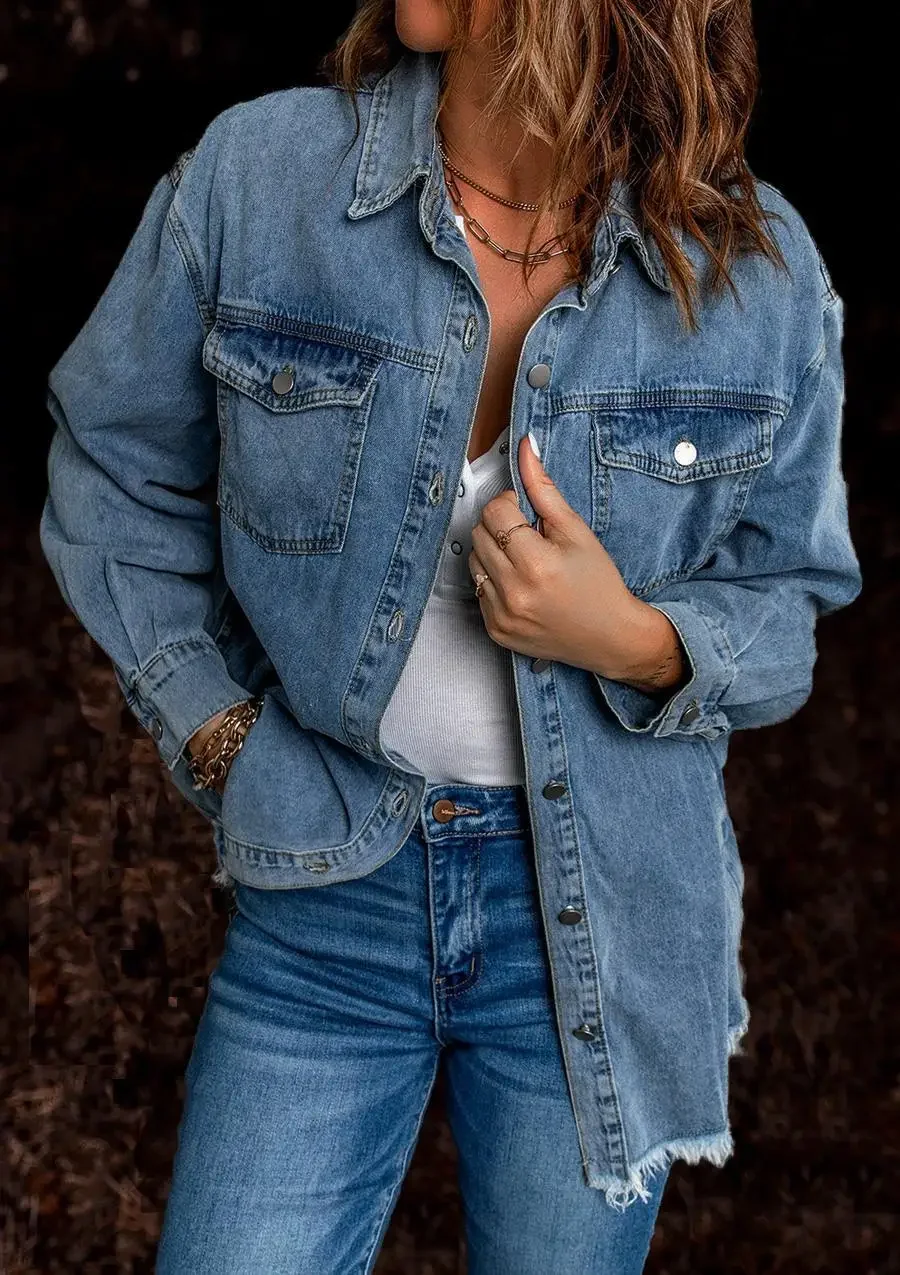 Джинсовое пальто Джинсовая куртка для женщин Хлопок Весна Осень Ropa Кардиган Jblue