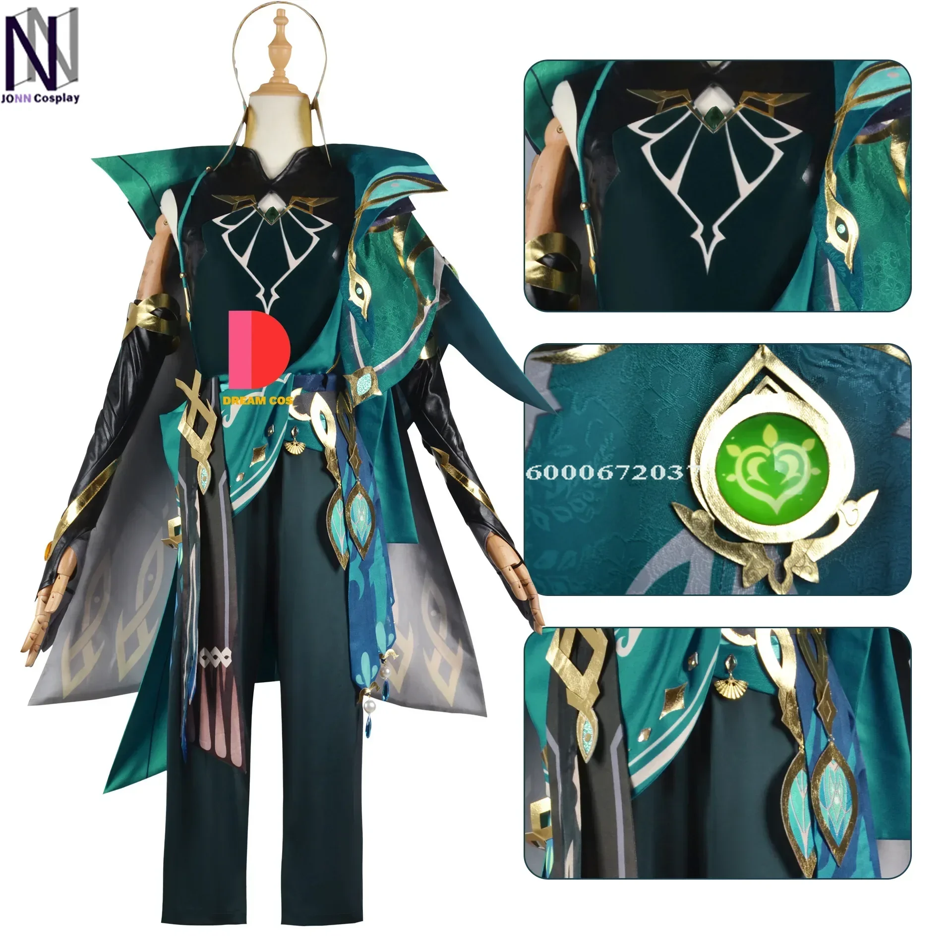 Genshin Impact Al Haitham Косплей Костюм Парик Sumeru Akademiya Вечеринка Наряд для Хэллоуина Игра