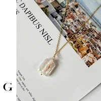 ghidbk baroque freshwater pearl pendant necklace flatten natural pearl irregular chokers fashion gold colour delicate necklace
