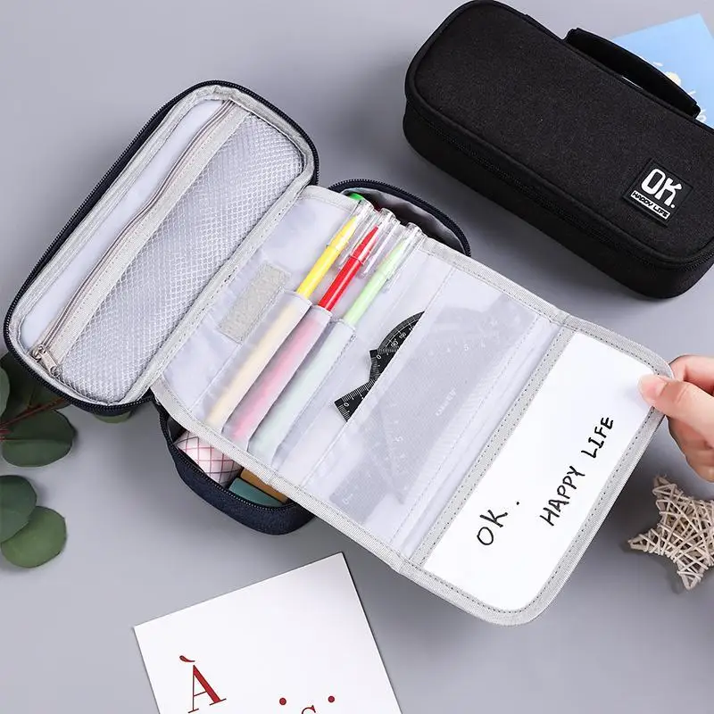 

2022 Multifunctional Pencil Case Large Capacity for Boys Female Simple Student Stationery Box Ins Tide Three Layers
