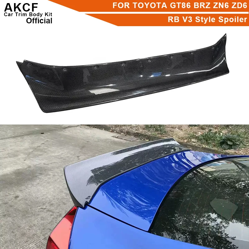 

Стиль RB, задний спойлер из углеродного волокна BRZ для Toyota GT86 BRZ ZN6 ZD6, обновленный спойлер для багажника, направляющая для губ, крыло, заднее кр...