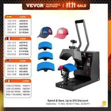 VEVOR Hat Heat Press 4 in1 Cap Heat Press Machine 6x3inches Clamshell Sublimation Transfer LCD Digital Timer Temperature Control