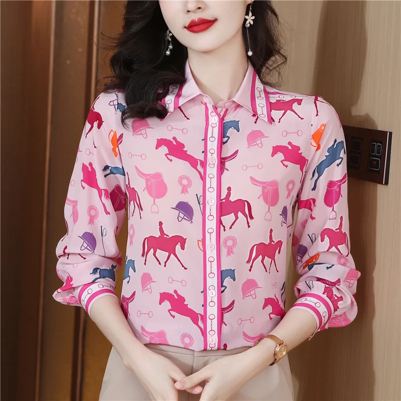 

Fashion printing ladies shirts New elegant Women's Blouses 2023 Spring Autumn Long Sleeve Shirts Tops Blusas Mujer