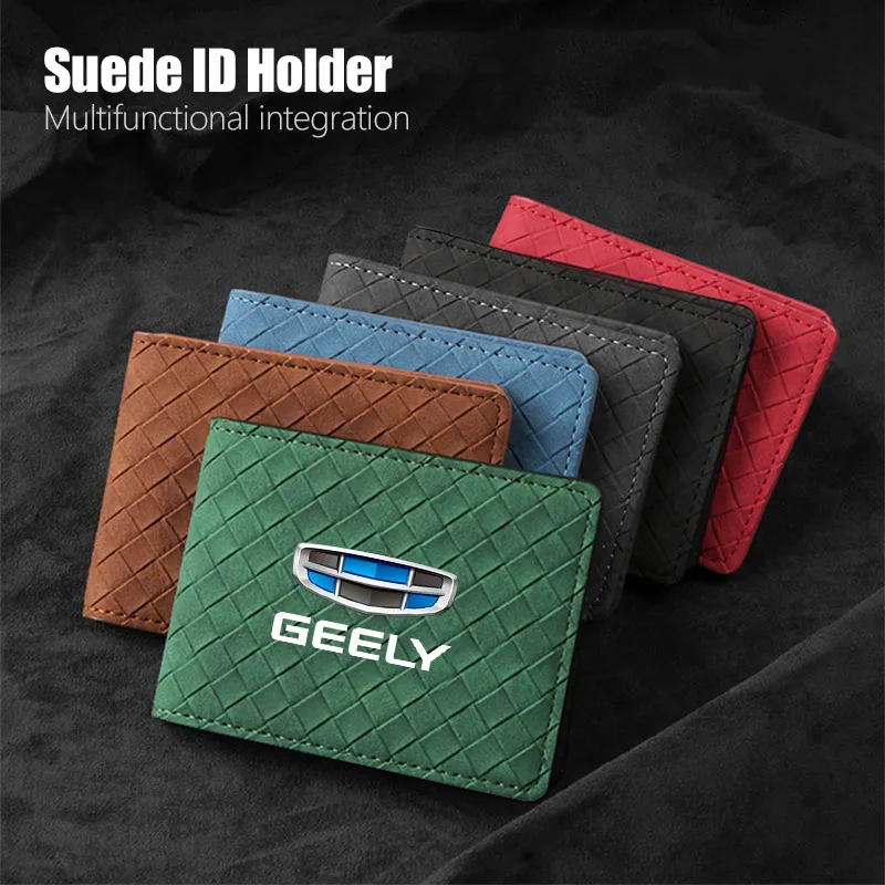 

Leather Car Driver's License Card Holder Slim ID Cover For Geely Geometry C 2021 GX3 EC7 EC8 X7 CK MK Atlas Boyue Vision Binyue