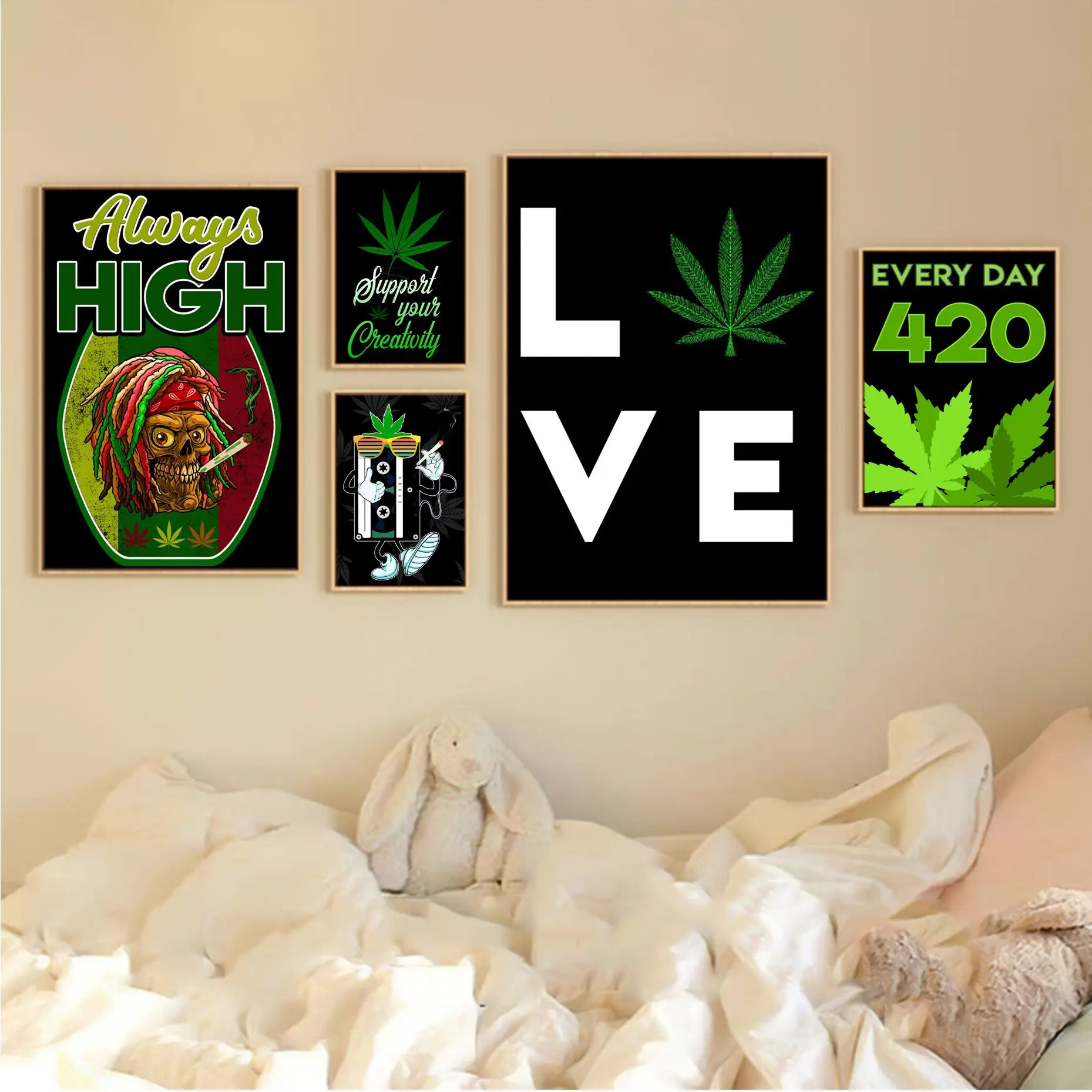 

Left Weed DIY Sticky Poster Waterproof Paper Sticker Coffee House Bar Wall Decor