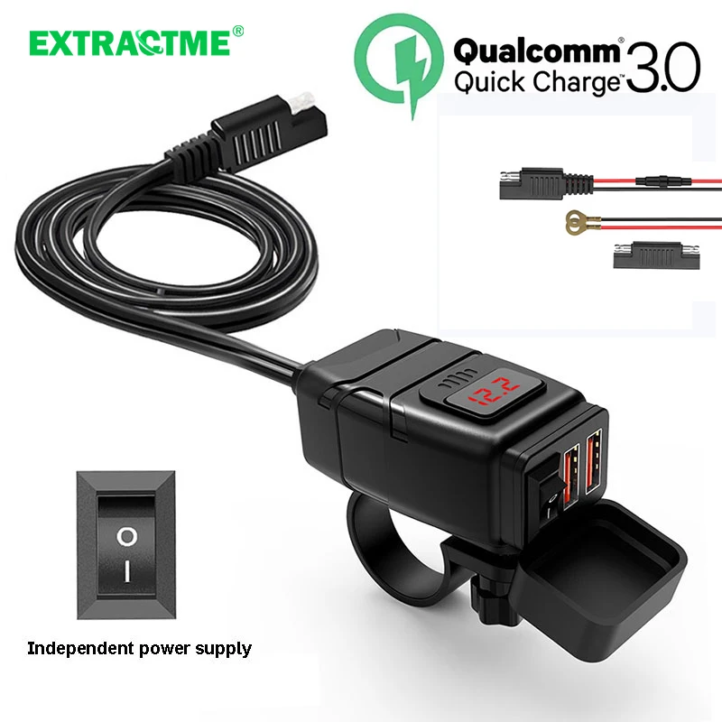 Extractme QC3.0 caricatore USB per Moto Moto 12/24V adattatore per doppia porta impermeabile alimentazione presa per cellulare accessori Moto