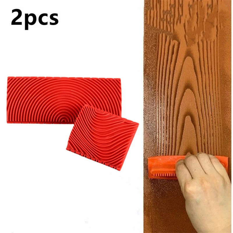

2Pcs Rubber Roller Brush Imitation Wood Graining Wall Painting Paint Design Brush Art Embossing DIY Brushing Painting Tools
