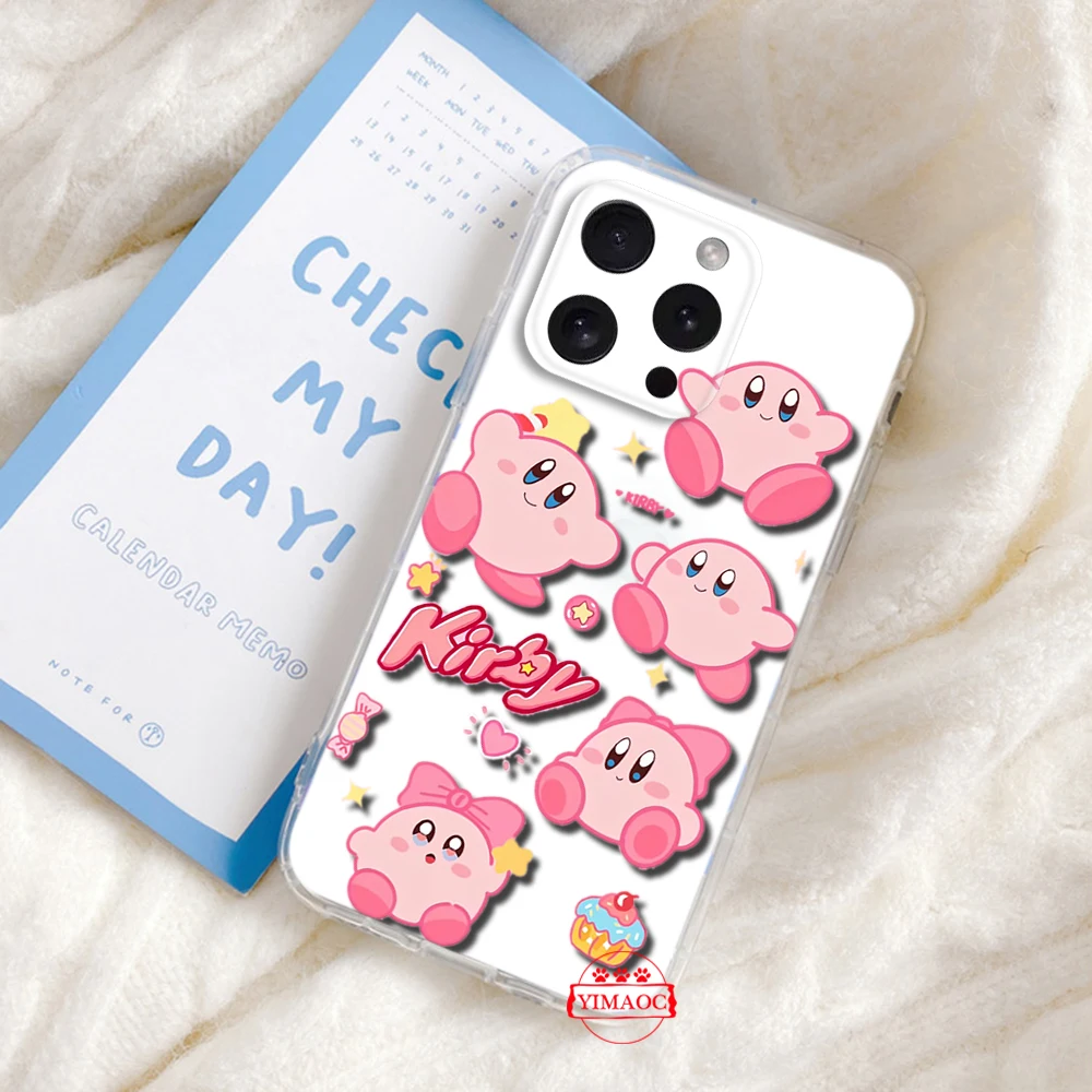 Милый мягкий силиконовый чехол Kirby для iPhone 16 15 14 Plus 13 12 11 X XS XR Pro Max Mini 8 7