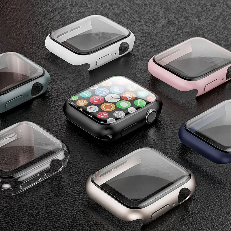 Фото Закаленное стекло + крышка для Apple Watch 10 дюймов, 45 мм, 41 мм, 44 мм, 40 мм, 42 мм, 38 мм, защитная пленка для экрана из поликарбоната серии 9, 8, 7, 6, 5, 4, 3, se №2