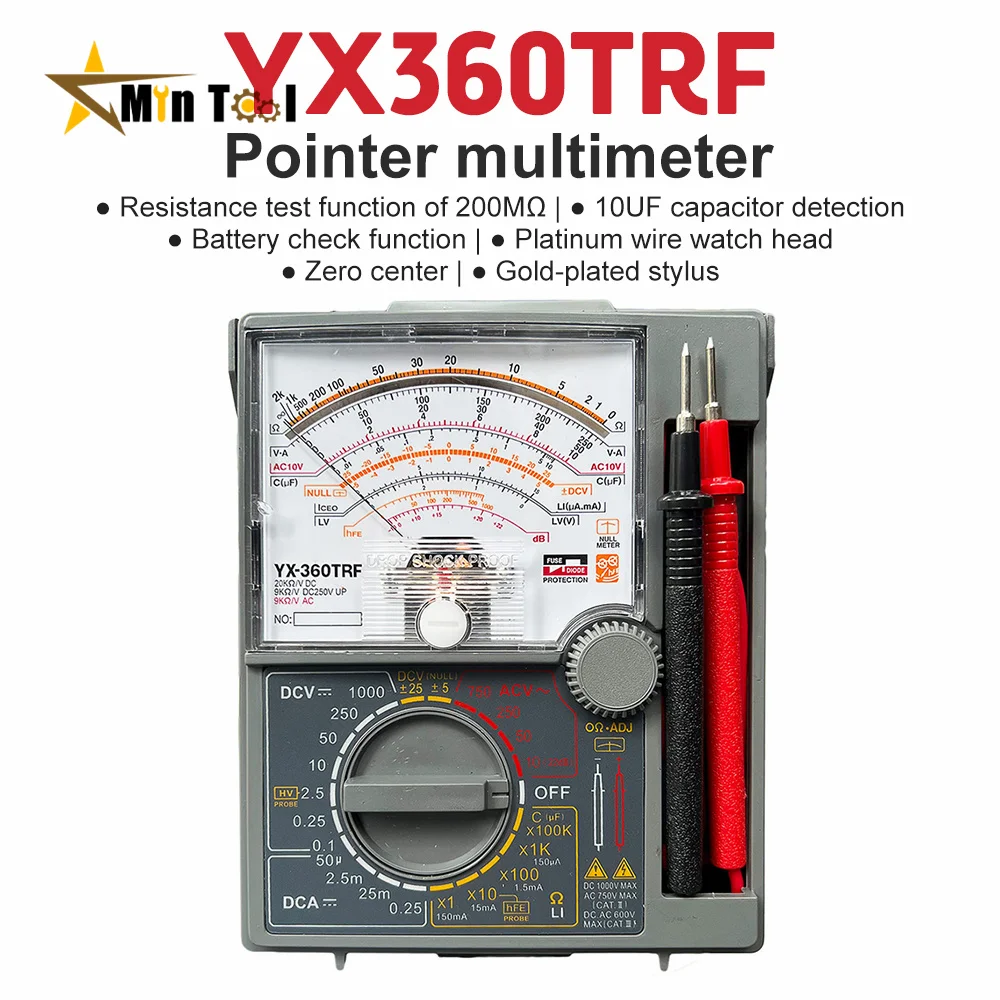 

YX360TRF Anglog Multimeter Pointer Type Multimeter Zero Center Instrument 200Mohm Resistance Measurement