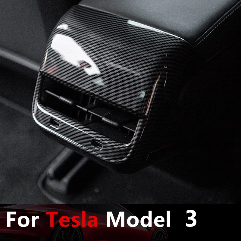 

2021 Model3 Автомобильная обшивка из углеродного волокна ABS для заднего вентиляционного отверстия, обшивка для Tesla Model 3, аксессуары для модификац...