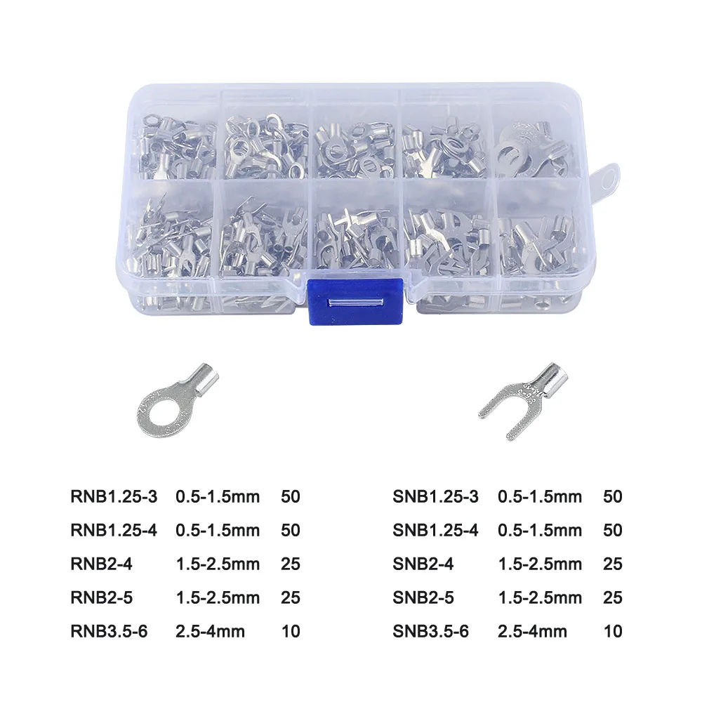

320Pcs 10 model Crimp Terminal+Pliers 0.5-4mm Current connection port U-type Brass Assortment Cable Wire Connector Spade Boxed