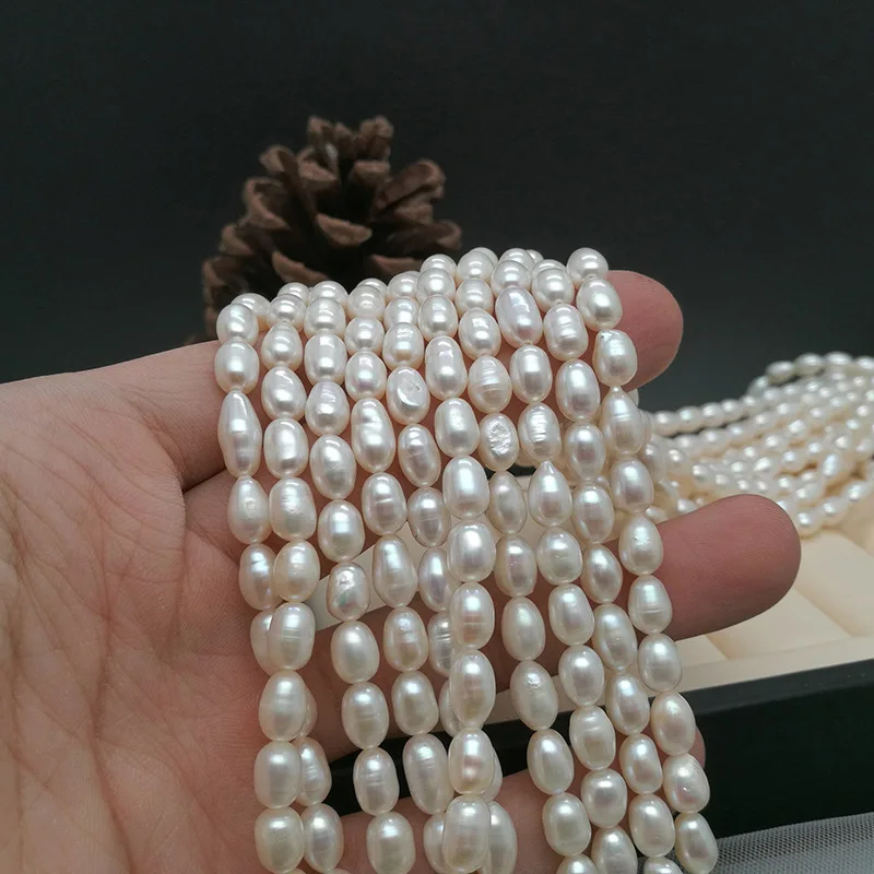 

Sales Volume Product Long Bead 5-6mm Natural Freshwater Real Japonica Rice Shape Scattered Beads DIY Necklace Bracelet Bare Pear