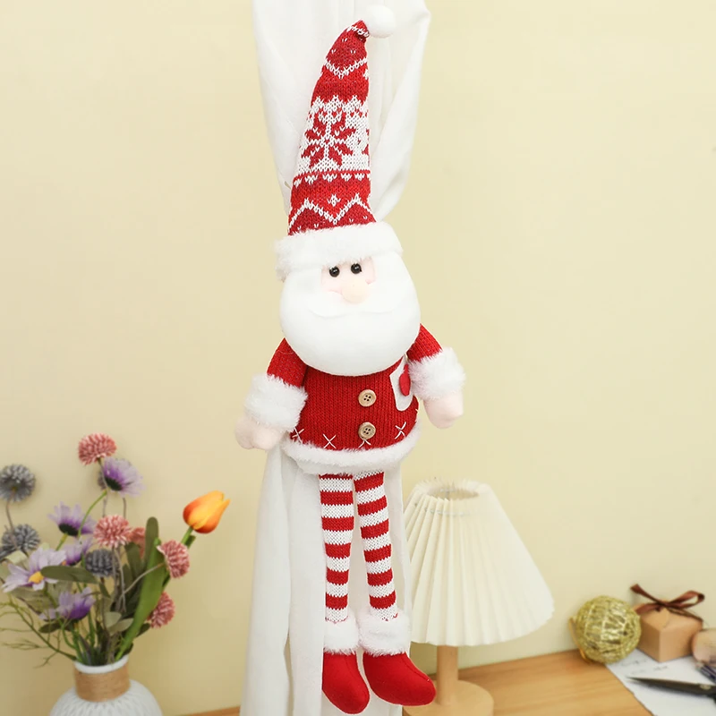 Рождественская кукла пряжка для штор Санта-Снеговик Лось красный белый