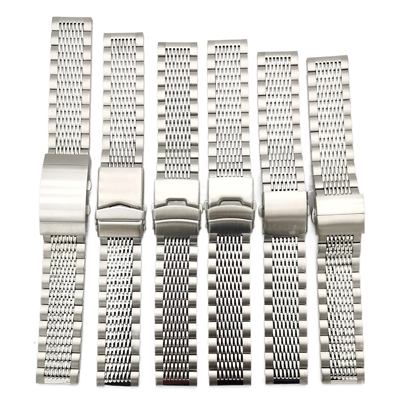 

Ремешок из нержавеющей стали для наручных часов, высококачественный складной металлический браслет с двойным кликом, с пряжкой