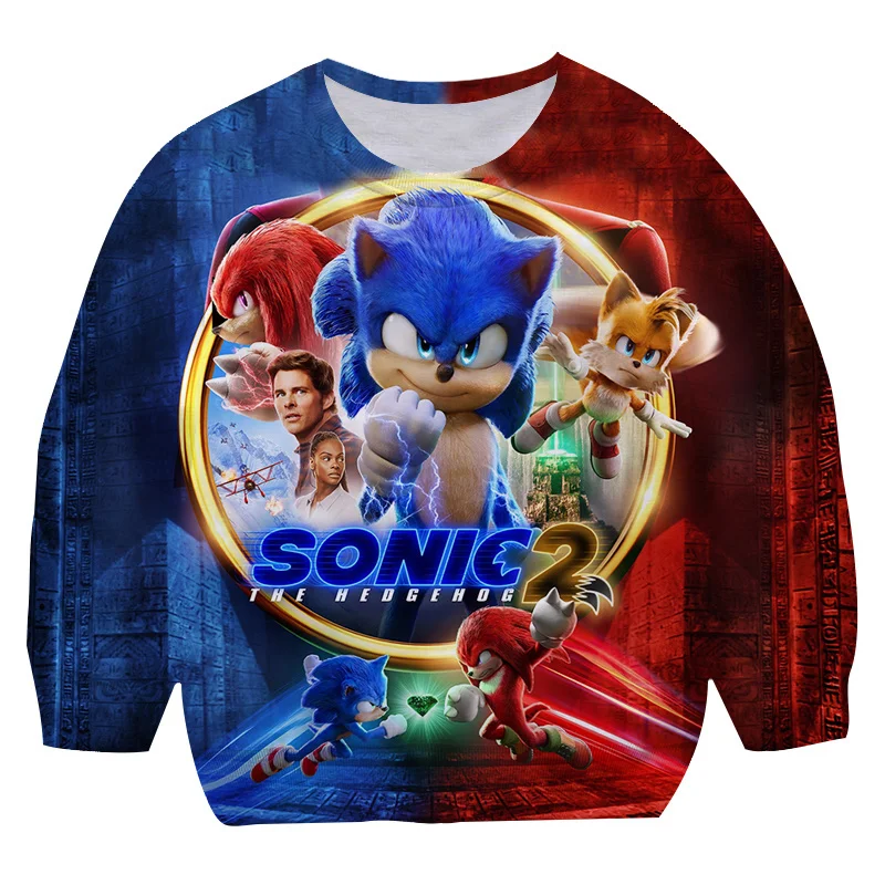 

2022 Одежда для маленьких мальчиков и девочек, свитшоты Sonic 2, детские пуловеры, осенне-зимние худи Sonic, пальто для возраста