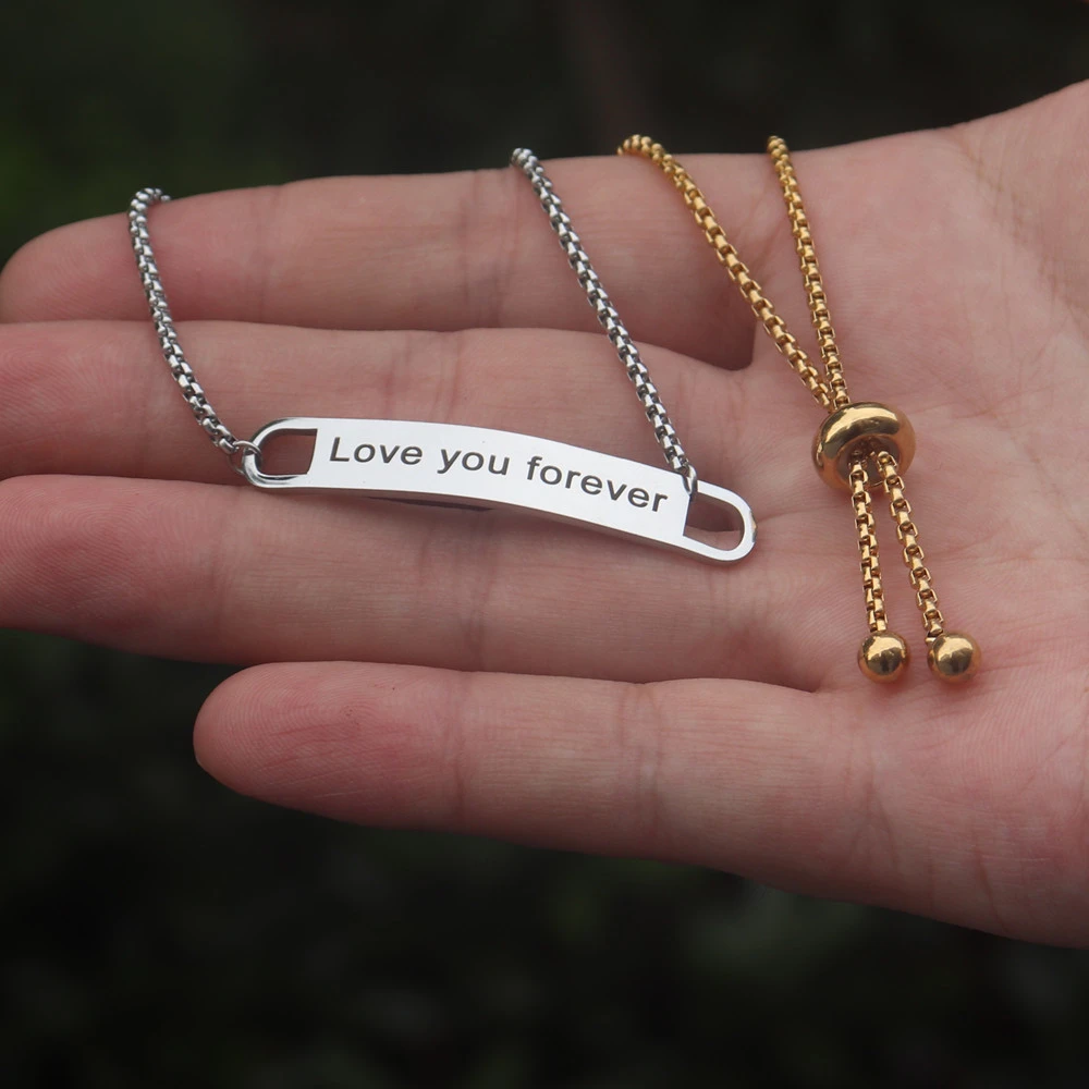 

Custom Words Name Bar Nameplate Bracelet Stainless Steel Personalized Baby Jewelry Adjustable Link Chain Bangle Party Gift
