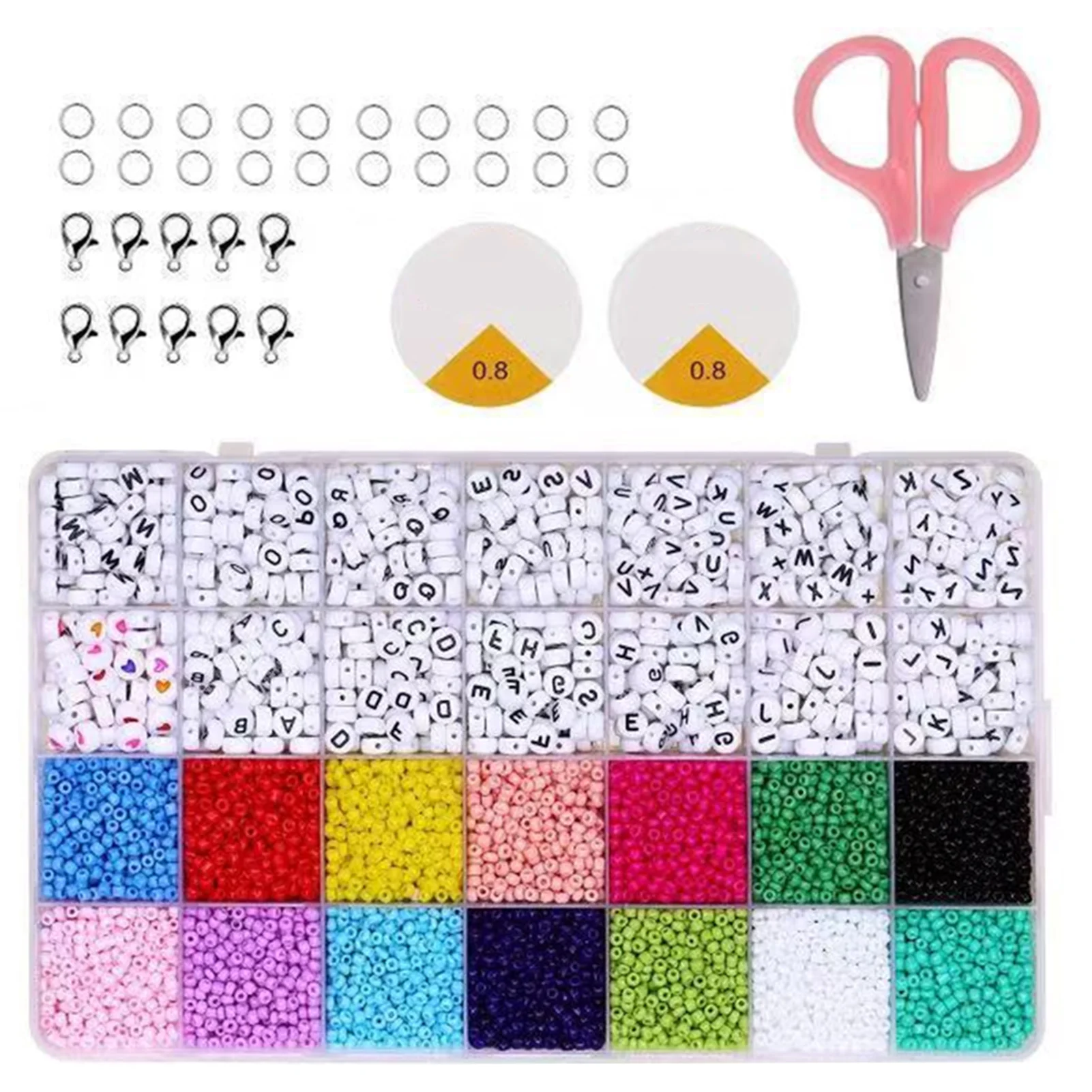 

5023pcs Bead Set Jewelry Making Acrylic Pendant Mini Round Scissors Rope Bracelet With Clasp Open Ring Solid Earring DIY Craft