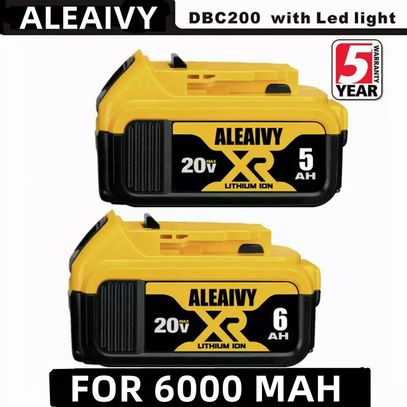 

Аккумулятор для электроинструмента DeWalt, 20 в, 6,0 Ач, 20 В, 3 А, 5 А, 6 А, 18 в