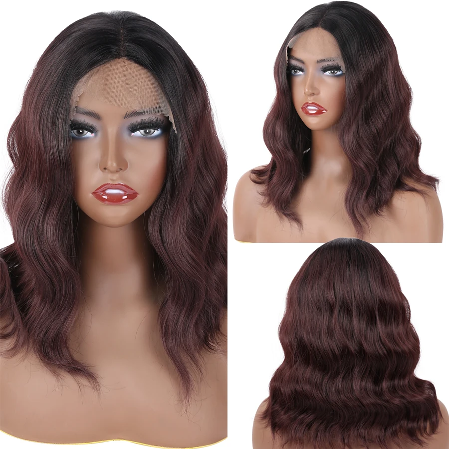 

16'' Shoulder-Length U Part Lace Wig Good Quality Synthetic Female Wig Affordable Lace Part Wig Middle Part Body Wave Unit Wig