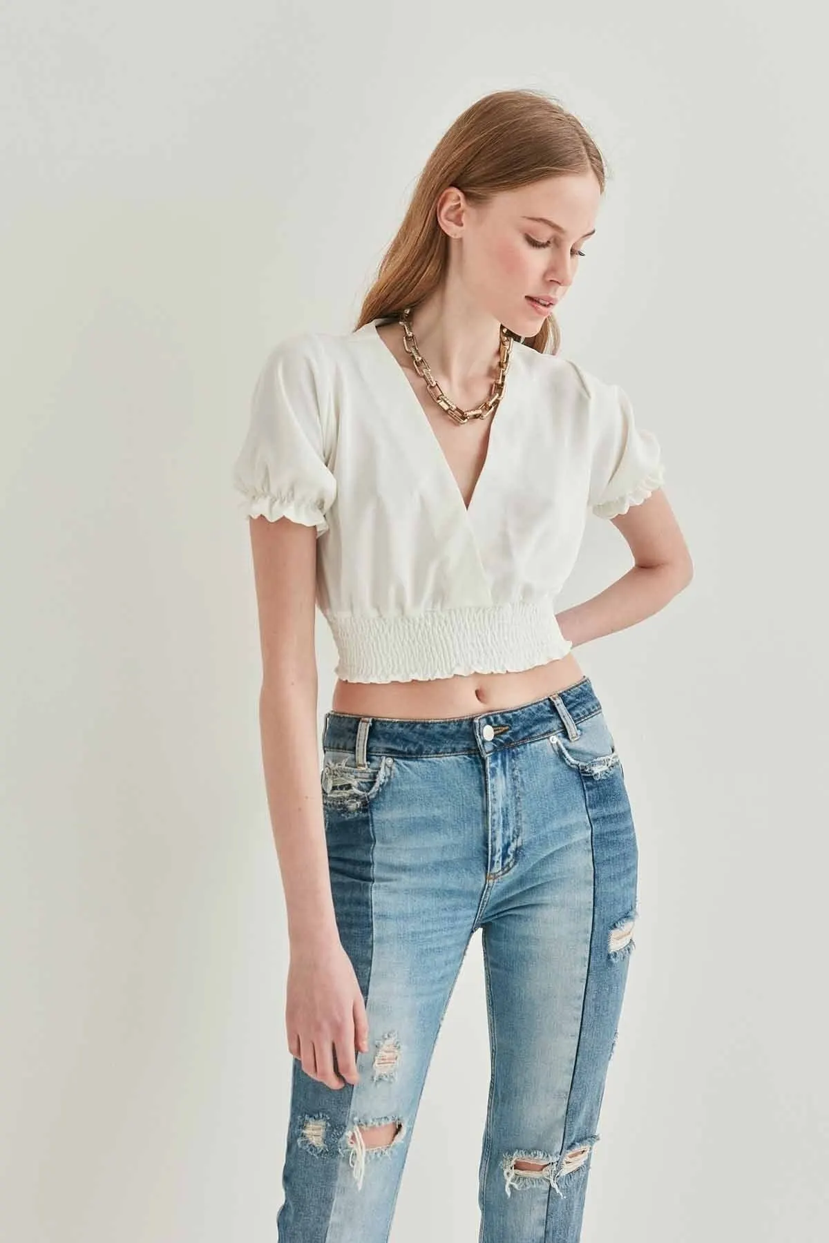 

Women's Summer Crop Top Blouse Frilled Sleeves Skirt Gipelli Blouse Casual Tank Top Top Blouse