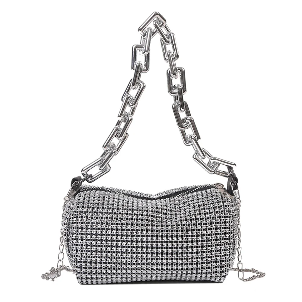

Women Rhinestones Shoulder Bag Diamond Elegant Cylinder Chain Messenger Handbag Women Outdoor Business Traveling
