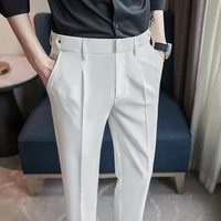 2022 british fashion versatile slim long pants mens spring clothes office trousers men luxury high waist casual suit pants