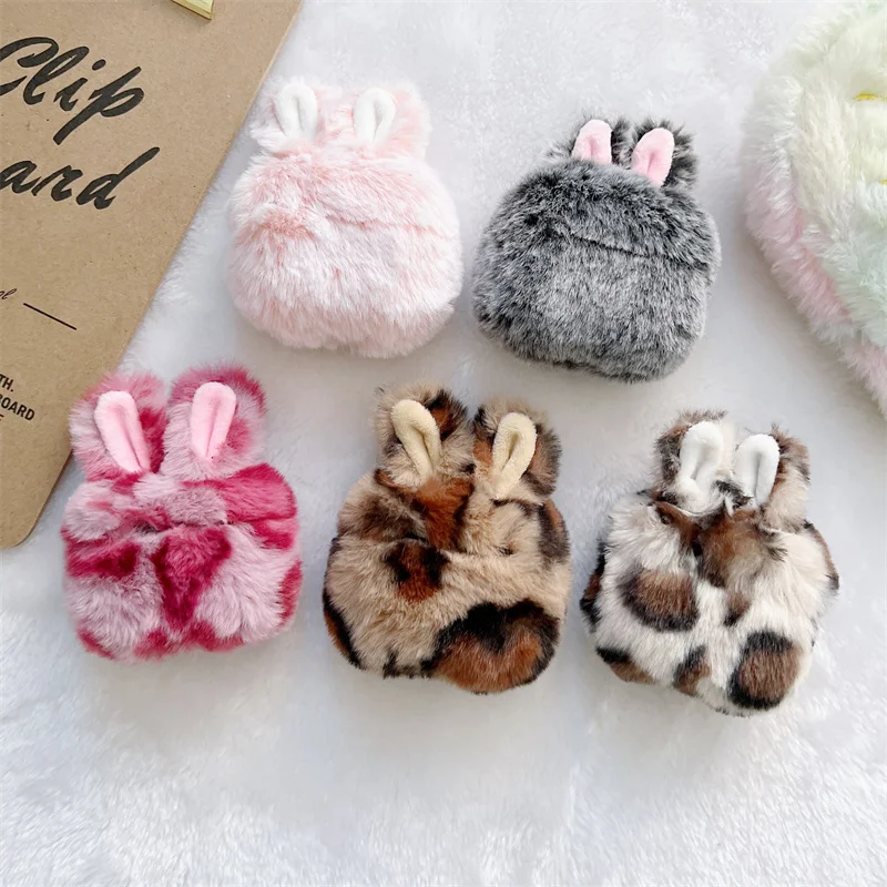 

Warm Rabbit Fur Case for Apple Airpods 3 Pro 2 Wireless Earphone Bunny Fluffy Cover Bag