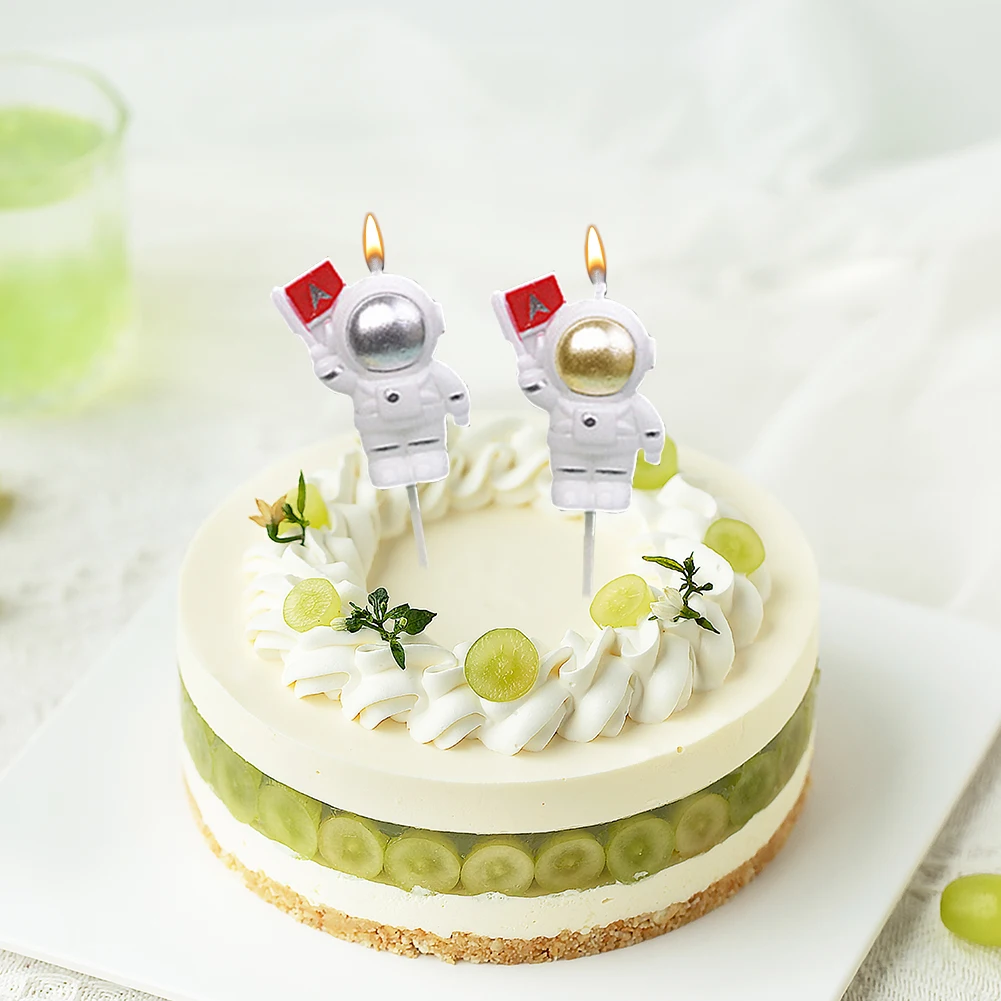 

Space Astronaut Candle Birthday Party Cake Decoration Boy Girls Spaceship Cartoon Candles Cake Topper Home Decor