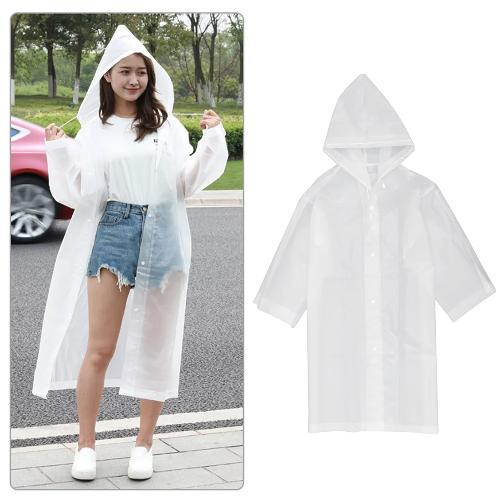 

Rain Raincoat Ponchoponchos Womenadult Clear Coats Disposable Outdoor Transparent Hood Sleeves Reusable Hiking Coat