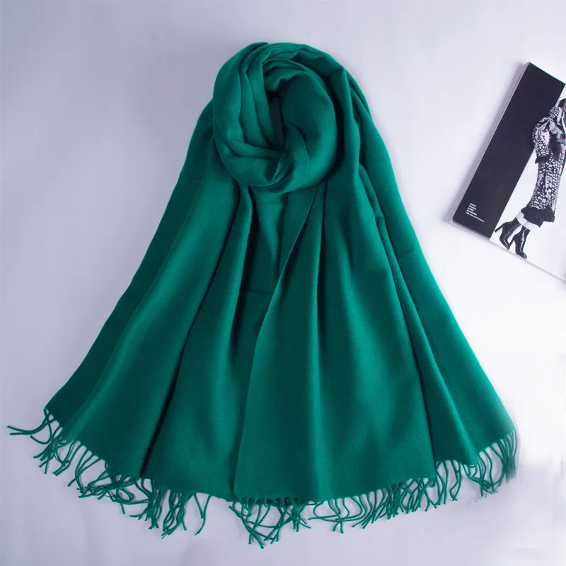 

2022 Winter Scarf Solid Thick Woman Faux Cashmere Scarves Neck Head Warm Hijabs Pashmina Lady Shawls Wraps Bandana Tassel