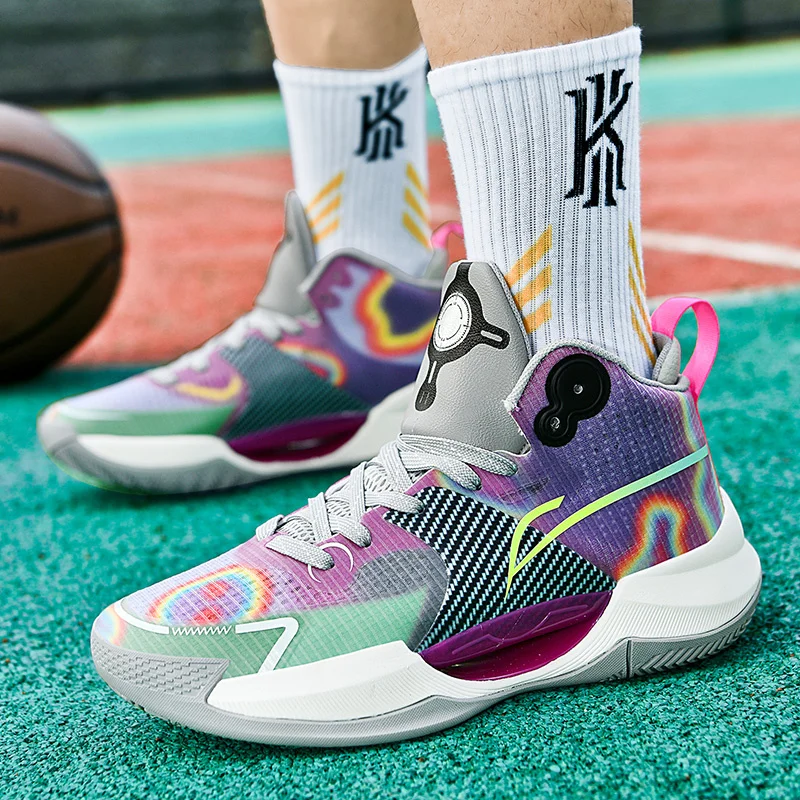Fashion Rainbow Professional Men's Basketball Shoes Unisex High Top Women Sneakers Platform Men Trainers Shoes Basket Homme 2023