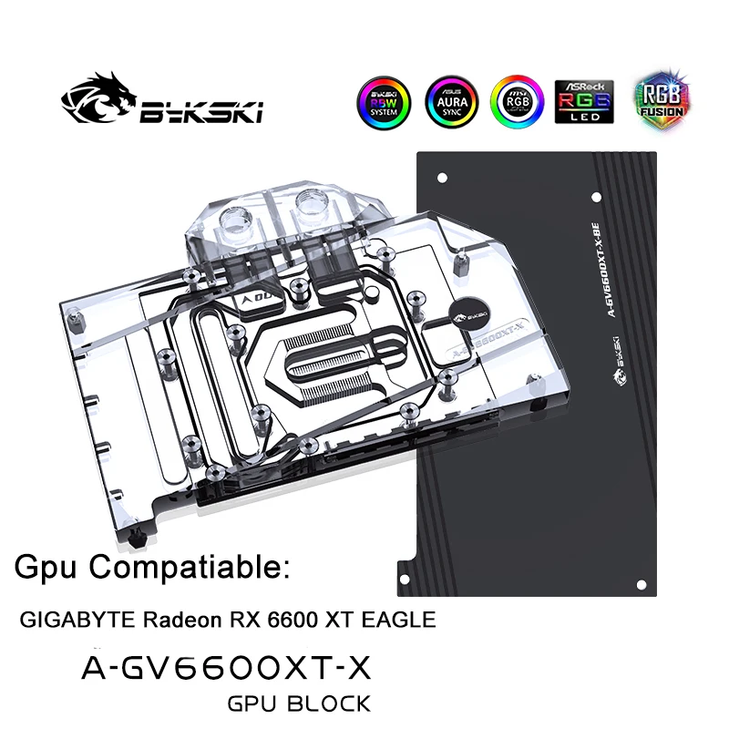 

Bykski Water Block Use for GIGABYTE Radeon RX 6600 XT EAGLE GPU /Video Card /Full Cover Copper Radiator /RGB Light A-GV6600XT-X