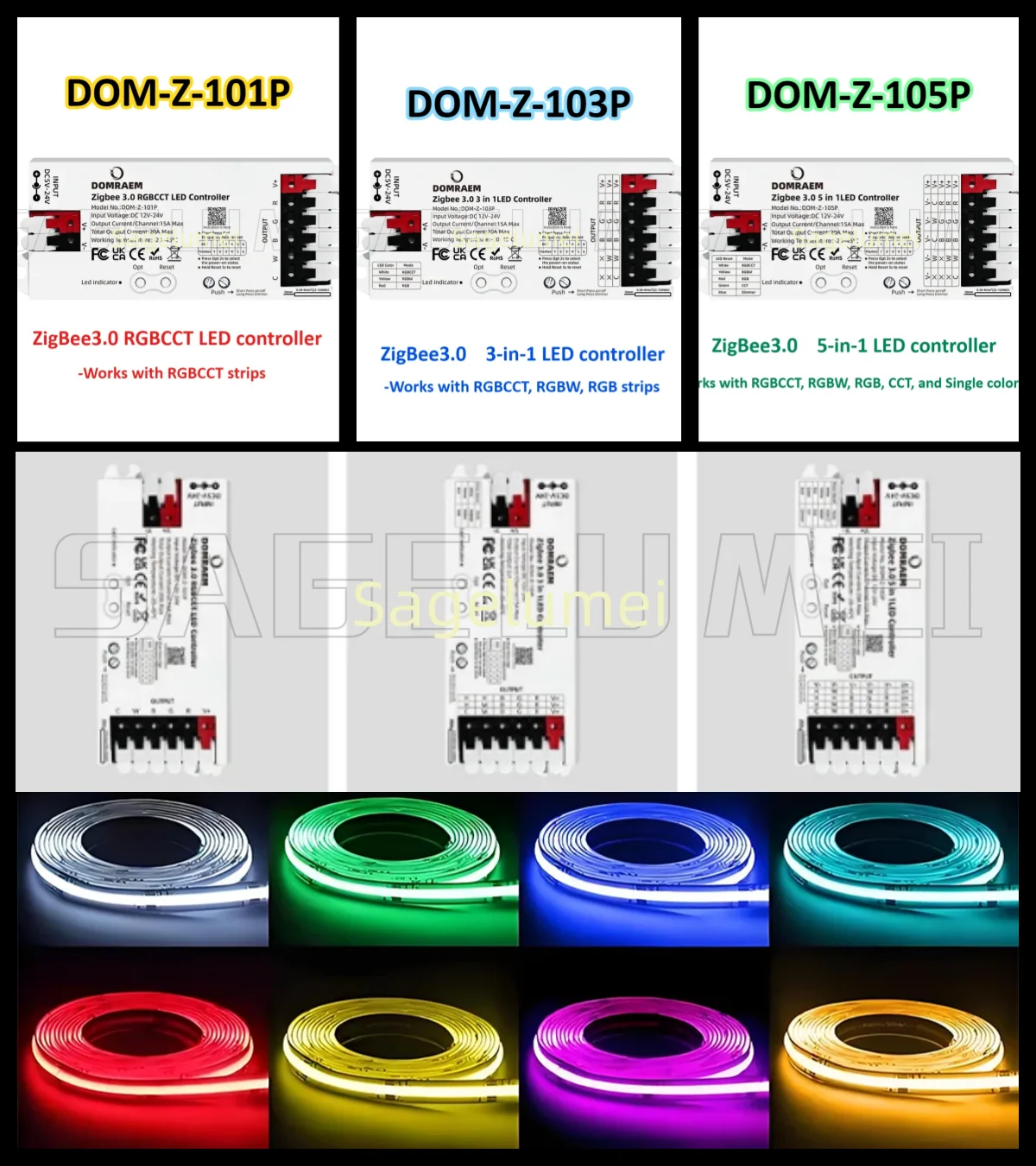Фото Светодиодный контроллер DOMRAEM Zigbee 3.0 Smart 5 в 1 DIMMER WW/CW RGB RGBWCCT Strips работает с концентраторами 3.0 (Hu*e/Echo Plus и т. д. )Alexa/APP №1